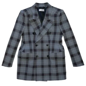 BALENCIAGA Hourglass Double Breasted Check Blazer Jacket in Gray FR 40 - Picture 1 of 5