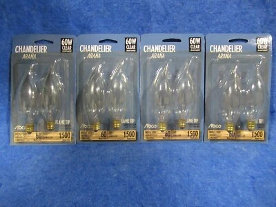 Abco Araña 60W Bombillas Base Candelabro Punta Llama 4 - 2 Paquetes (8 Bombillas) Foto 1 de 4