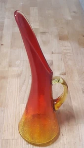 Excellent Vintage Kanawha Amberina Crackle Glass Ewer Pitcher 1960's 14.5x4.5 - Picture 1 of 11