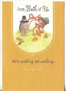 NEW THANKSGIVING Card 4.75x7 From Both of Us Chipmunk and Wishbone - Picture 1 of 3