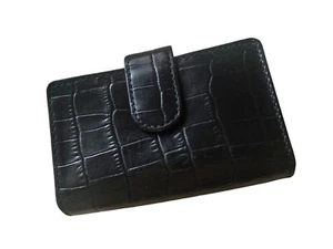 Rare Tony Perotti Dakar Croco Leather Card Holder - Black - Picture 1 of 11