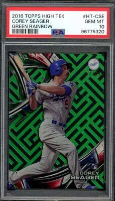 Corey Seager Rookie Card 2016 Topps High Tek Green Rainbow #HT-CSE PSA 10 - Image 1 of 2