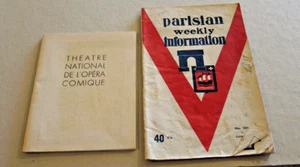 1952 PARISIAN WEEKLY INFORMATION BOOKLET ENGLISH LA BOHEME PROGRAMME FRENCH #9 - Picture 1 of 9