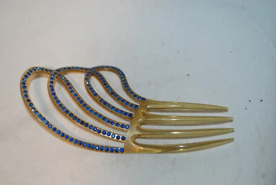 Antiguo peine de pelo de celuloide con diamantes de imitación grande Art Deco años 20 Foto 1 de 4
