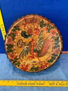 Antique Chinese Tom Tom Drum Two Sided  SOME DAMAGE ON THE SIDES WOOD - Picture 1 of 24