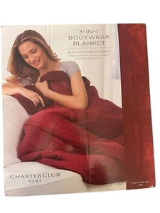 CHARTER CLUB 3-IN -1 BodyWrap Blanket, Red - Brand New in the Box - Picture 1 of 2