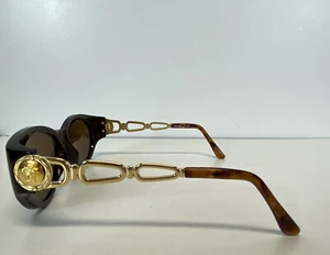 Vtg Gianni Versace Brown Gold Medusa Sunglasses - Picture 1 of 8