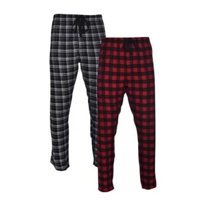 Hanes Ultimate Mens Big Tall Red Black Cotton Flannel Pajama Long Pants 2 Pk - Picture 1 of 4