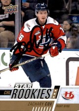 Zach Cox Signed 17/18 Upper Deck CHL Star Rookie card Lethbridge Hurricanes