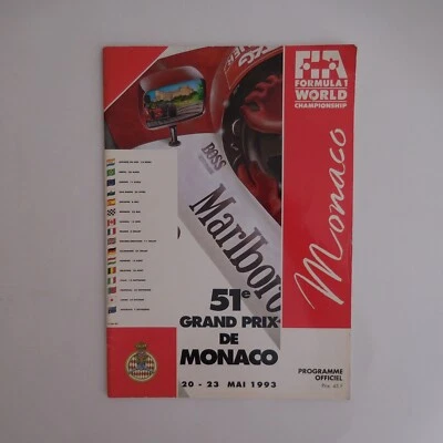 Formula 1 Championship 51e Grand Prize Of Monaco 1993 Program Official N4011 - Image 1 of 4