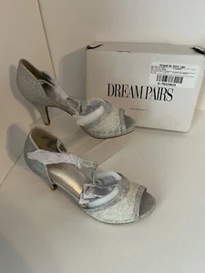 Dream Pair Amore_2 Damen-Pumps silber Glitzer Stiletto offene Zehenpartie Größe 8,5 NEU - Bild 1 von 14