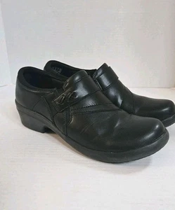 Clarks Collection Womens 10 Black Leather Angie Pearl Slip On Loafer Casual - Picture 1 of 7