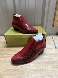 Men's Dress Boot Size 8 Cuban Heel Zipper Snake Print Red ANTONIO CERRELLI 5159 - Picture 1 of 8