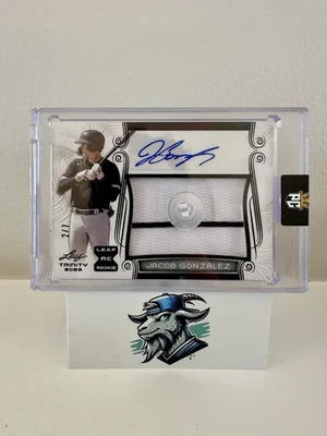 2023 Leaf Trinity Patch Autographs Jacob Gonzalez Auto Rookie Button Patch 7/7 - Image 1 of 2