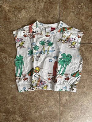 Zara Peanuts Snoopy Crop Top Cartoon Print Sleeveless Girls Shirt Size 13-14 - Image 1 of 4