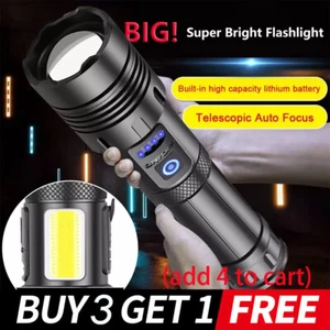 Telescopic ZOOM Super Bright LED Tactical Flashlight Rechargeable LED Work Light - Picture 1 of 14