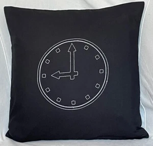 Clock face embroidery on Plain Black Sofa Bed Chair lounge Cushion 16" X 16" - Picture 1 of 2