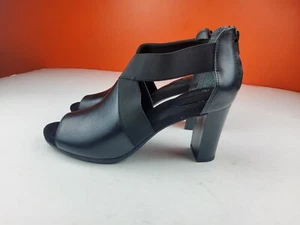 Gianni Bernini Women Block Heel Peep Toe Ankle Strap Dress Sandal Black 9M (1010 - Picture 1 of 10