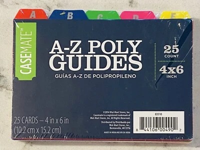 NEW & SEALED ~ 25 A-Z 4"X6" POLY GUIDES ~ MULTICOLOR - Image 1 of 3