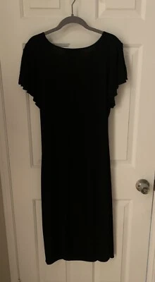 Bloomingdale’s 黑色人造裹身连衣裙人造丝混纺 16 码 — 第 1/4 张图片