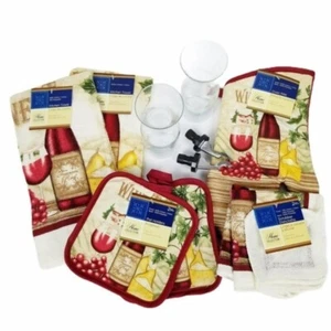 Home Collection 11-teiliges Wein Thema Küche Leinen Topf Halter Wein Karaffen Set NEU - Bild 1 von 8