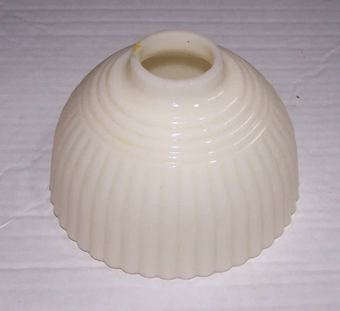 Vintage Custard Glass Fixture Shade Ribbed 1-1/2" Fitter Cover
