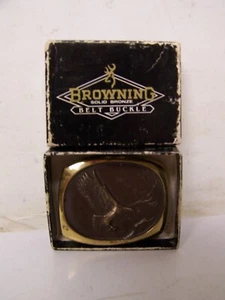 VINTAGE 1984 BROWNING FINE FIREARMS SOLID BRONZE EAGLE BUCKLE / box - Picture 1 of 4