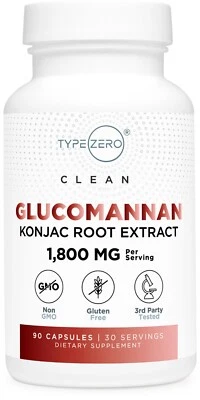 Extracto de raíz de konjac de glucomanano Type Zero Clean (90 cápsulas, 30 porciones) Foto 1 de 4