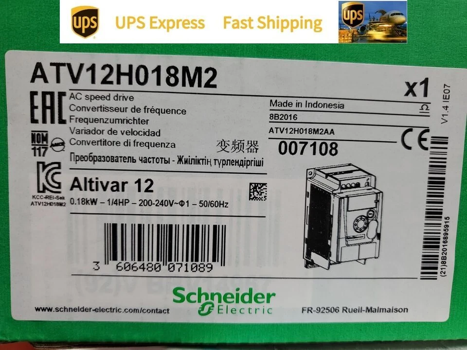 ATV12H018M2 Schneider Electric Altivar 12 VFD 200-240V 1Phase 1/4HP - Imagem 1 de 1