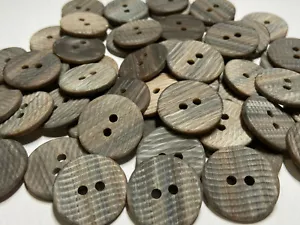 Washable Faux Wood/Coconut Brown/Grey/Natural Ridged Poly Button 23mm 7/8" 2hole - Picture 1 of 3