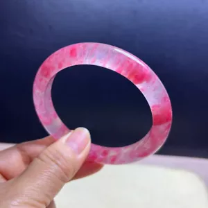 Bracciale 61mm Naturale Grazioso Cristallo Quarzo Rodonite Fatto a Mano - Foto 1 di 6