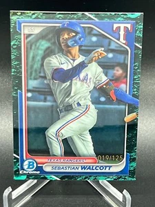 2024 BOWMAN SEBASTIAN WALCOTT AQUA LUNAR CHROME REFRACTOR 19/125 BCP-81 RANGERS - Picture 1 of 2