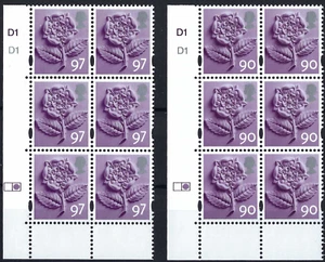 QEII England: 2009 90p SG_EN20 & 2010 97p SG_EN21 Cyl Blocks of 6. VF MNH. - Picture 1 of 2