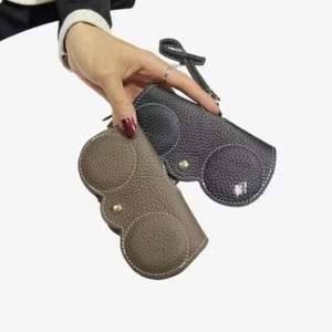 Soft cowhide Leather Reading Glasses Bag Case Waterproof Sunglasses Storage 2Pcs - Picture 1 of 37