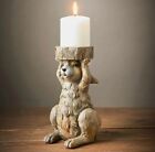 20cm Rabbit Bunny Hare Shaped Pillar Candle Holder Tea Light Stick Wooden Effect