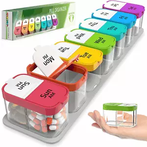 Extra große wöchentliche Pillenablage XL tägliche Pillendose 7 Tage morgens Uhr Jumbo Pillenhülle - Bild 1 von 7