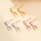 2 pairs Earring Pinch Settings Gold Plated 925 Silver Stud Earring Blank