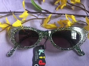 Kids UV 400 Green Leopard Cat Eye Fashion Sunglasses For Girls-New - Picture 1 of 6