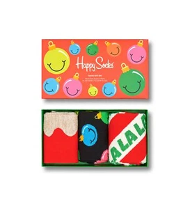 Happy Socks Men's Christmas Gift Set – 3 Pairs Crew Socks – Holiday Theme - Picture 1 of 6