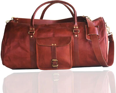 25"X10" Leather Duffle Bag Overnight Weekend Travel AirCabin Carryon Luggage - Image 1 of 4