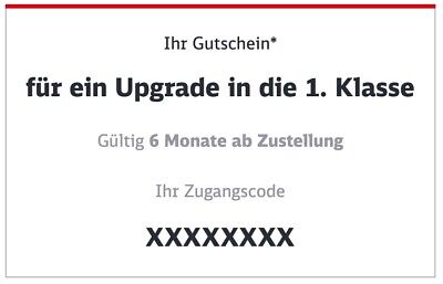 DB Deutsche Bahn 1. Klasse Upgrade Ticket Gutschein Code Coupon • 22.90€