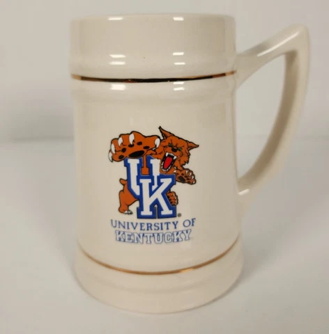 New University of Kentucky Wildcats 24oz Ceramic Beer Mug Stein with Gold Trim Cover