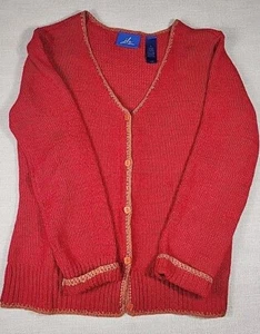 JH Collectibles Crochet Button Up Knit Long Sleeve Cardigan Sweater Medium - Picture 1 of 8