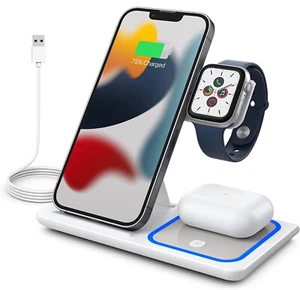 Wireless Charger For Apple Watch AirPods iPhone 16 15 14 Charging Station Stand - Picture 1 of 14
