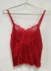 Women's vintage Medium Unbranded Cami Size 36 Red Lace Trim - Picture 1 of 10
