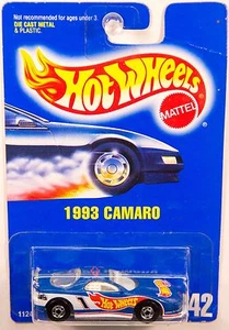 Camaro Jack Baldwin 1993 Hot Wheels #242, esmalte azul, tubo corto - RARO - Imagen 1 de 3