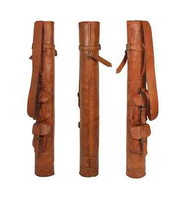 Golf Club Bag 2 pockets | Vintage Tan Leather 100% - Image 1 of 4