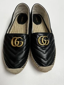 GUCCI Pilar GG Matelassé Chevron Flat Espadrille Size 39  RETAIL $ 690 #904 - Picture 1 of 6