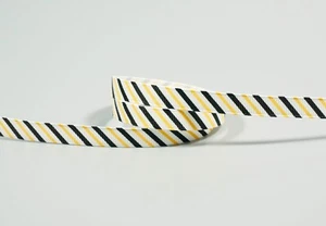 10YDS -- 9 MM Buttercup Black Stripes Printed Grosgrain Ribbon - Picture 1 of 1