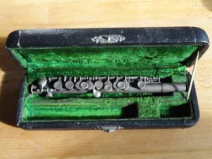 ANTIQUE C.G.Conn Silver 1900s LTD Piccolo & Case Silver Finish *INCOMPLETE AS IS - Picture 1 of 7